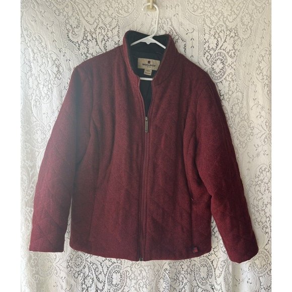 Women's Woolrich Ruby Heather Quilted Wool Lined Burgundy Coat Jacket Size‎ L - Picture 1 of 12